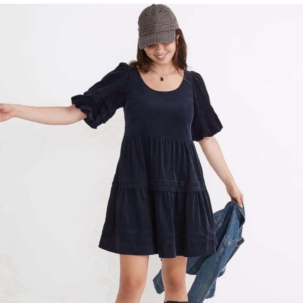 NWT Madewell Corduroy Tiered Mini Dress